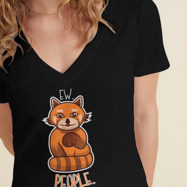 Red Panda Introvert For Red Pandas Fan Women's Jersey Short Sleeve Deep V-Neck Tshirt Red Panda Introvert For Red Pandas Fan Women's Jersey Short Sleeve Deep V-Neck Tshirt