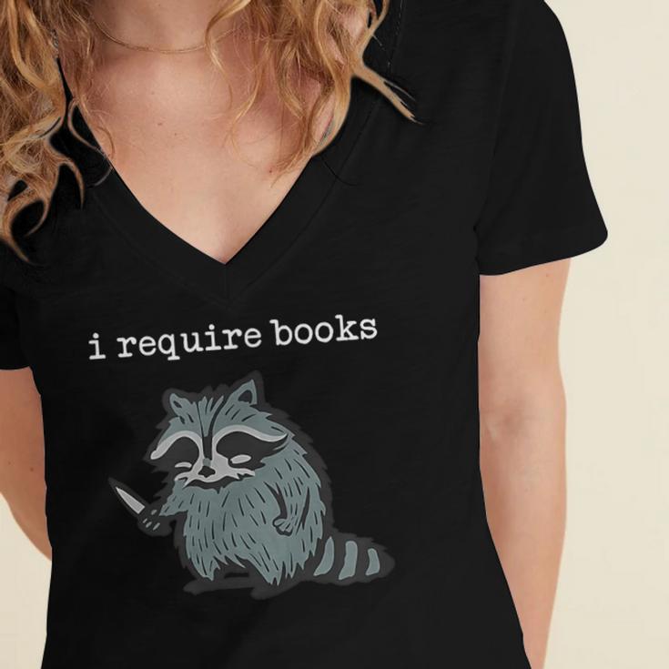 i Require Books Raccoon Women's Jersey Short Sleeve Deep V-Neck Tshirt