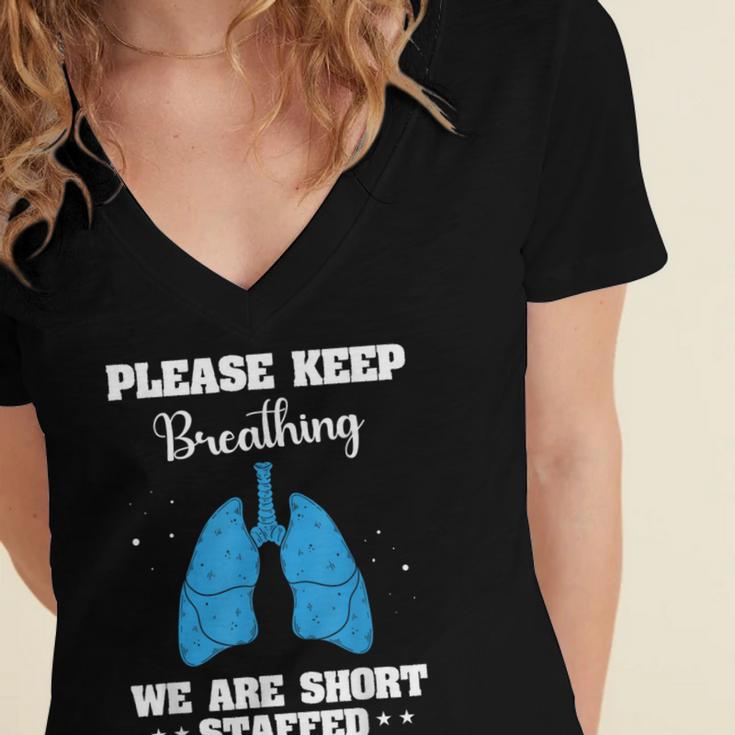 Respiratory Therapist Appreciation RT School Graduation Women's Jersey Short Sleeve Deep V-Neck Tshirt