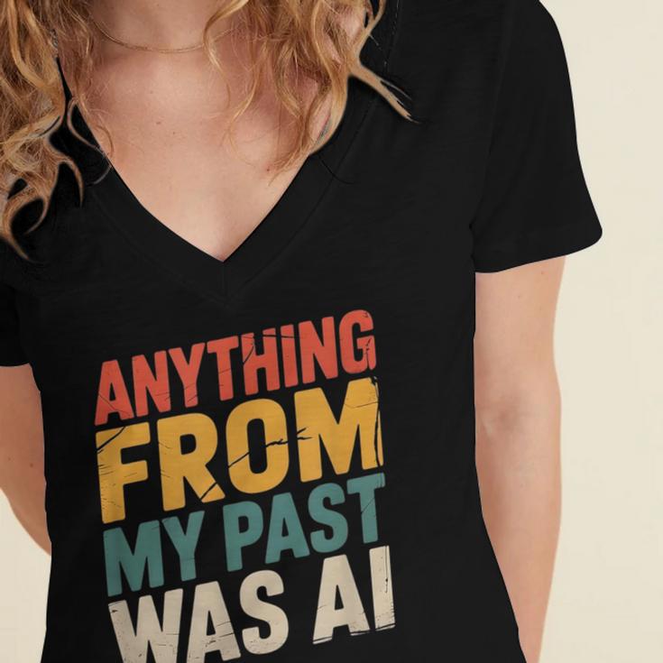 Retro AI Nostalgia Quote Distressed Vintage Women's Jersey Short Sleeve Deep V-Neck Tshirt Retro AI Nostalgia Quote Distressed Vintage Women's Jersey Short Sleeve Deep V-Neck Tshirt