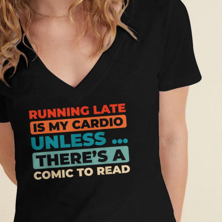 Retro Art Graphic Novels Superheroes Vintage Comic Books Women's Jersey Short Sleeve Deep V-Neck Tshirt