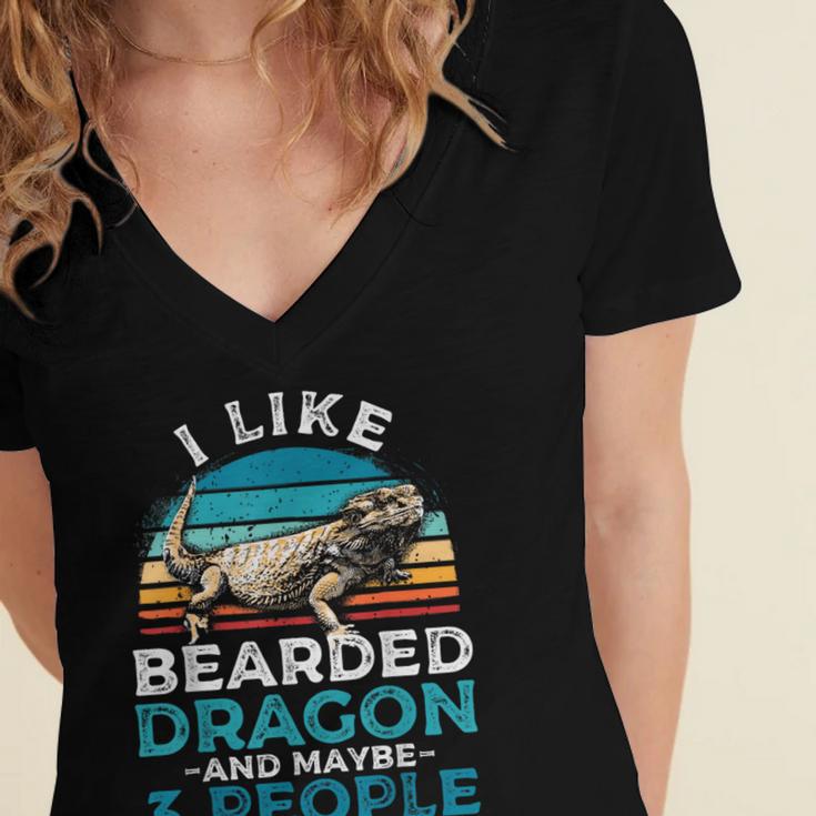 Retro Bearded Dragon Introvert For Lizard Lovers Women's Jersey Short Sleeve Deep V-Neck Tshirt Retro Bearded Dragon Introvert For Lizard Lovers Women's Jersey Short Sleeve Deep V-Neck Tshirt