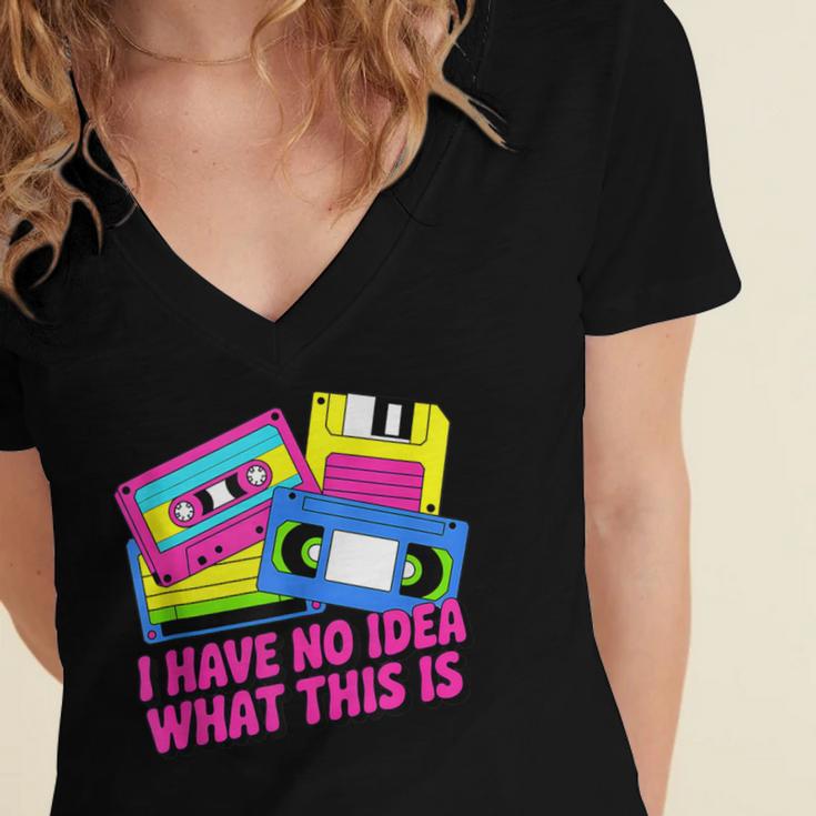 Retro Cassette Vintage 80s Nostalgia Women's Jersey Short Sleeve Deep V-Neck Tshirt Retro Cassette Vintage 80s Nostalgia Women's Jersey Short Sleeve Deep V-Neck Tshirt