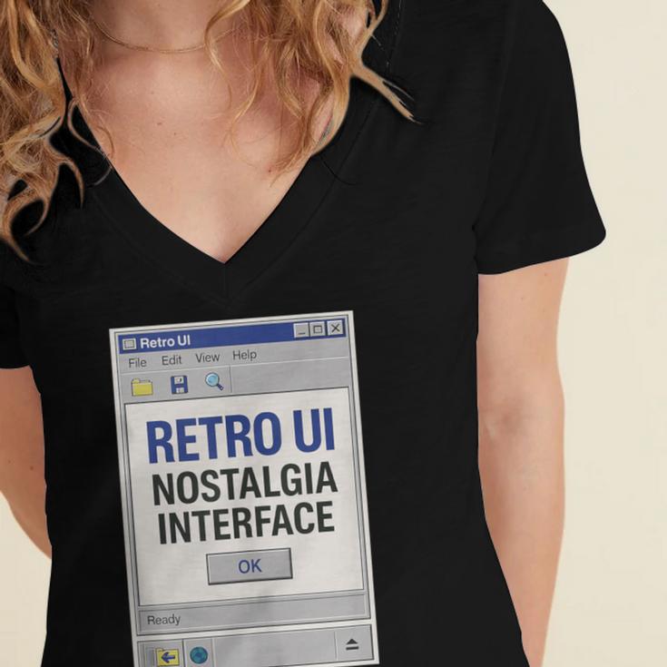 Retro Computer Dialog Box 90s Desktop Interface Nostalgia Women's Jersey Short Sleeve Deep V-Neck Tshirt Retro Computer Dialog Box 90s Desktop Interface Nostalgia Women's Jersey Short Sleeve Deep V-Neck Tshirt