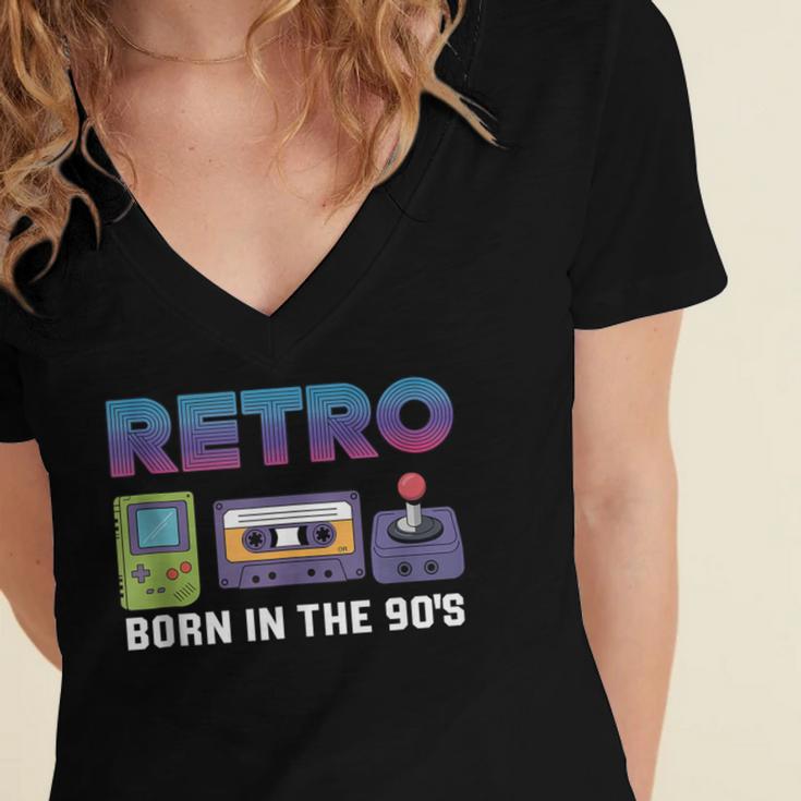 Retro Gaming Nostalgia Tee Perfect For 90s Lovers Women's Jersey Short Sleeve Deep V-Neck Tshirt