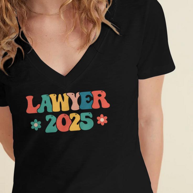 Retro Lawyer 2025 Attorney School Graduation Student Lawyer Women's Jersey Short Sleeve Deep V-Neck Tshirt