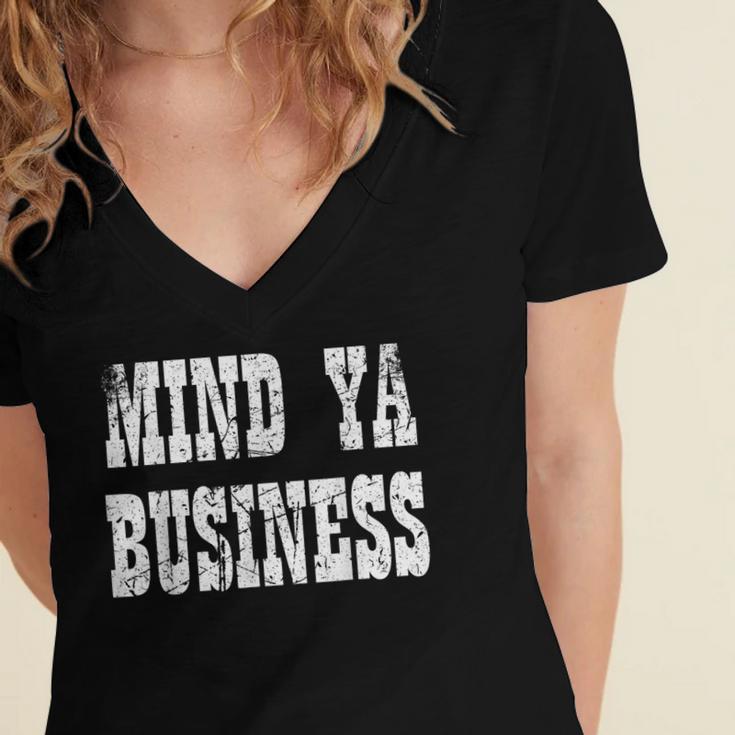 Retro Mind Ya Business Vintage Love Privacy Introvert Women's Jersey Short Sleeve Deep V-Neck Tshirt Retro Mind Ya Business Vintage Love Privacy Introvert Women's Jersey Short Sleeve Deep V-Neck Tshirt