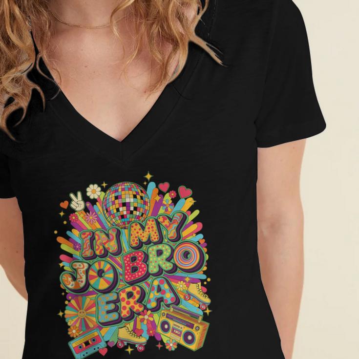 Retro Nostalgia Era Disco Groovy 80s 90s Vintage Aesthetic Women's Jersey Short Sleeve Deep V-Neck Tshirt Retro Nostalgia Era Disco Groovy 80s 90s Vintage Aesthetic Women's Jersey Short Sleeve Deep V-Neck Tshirt