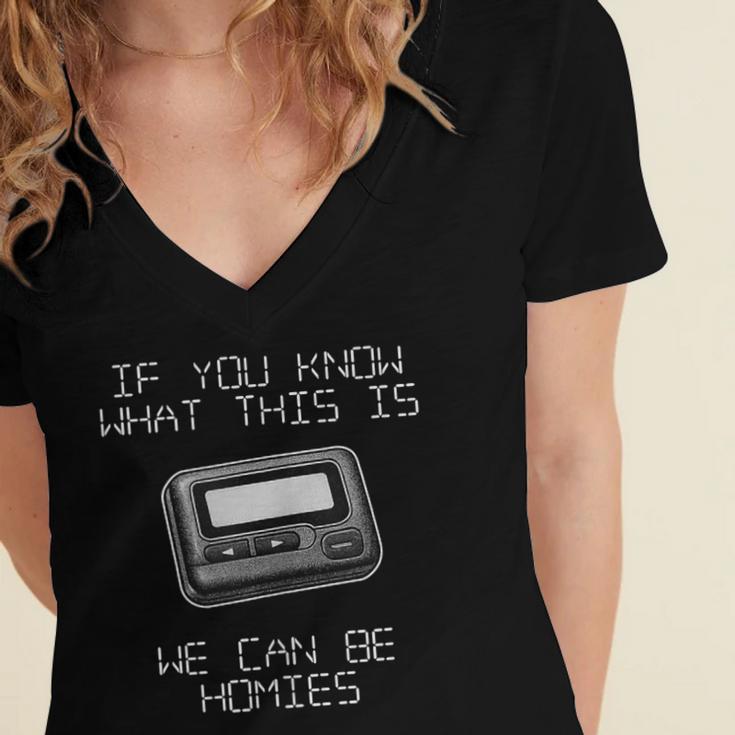 Retro Pager 90s Nostalgia Women's Jersey Short Sleeve Deep V-Neck Tshirt