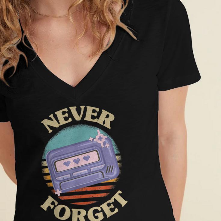 Retro Pager Never Forget Nostalgia Vintage Women's Jersey Short Sleeve Deep V-Neck Tshirt