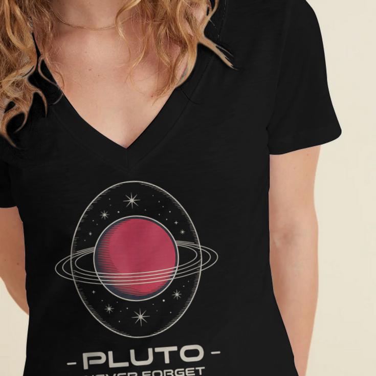 Retro Pluto Never Forget Classic Planet Pluto Nostalgia Women's Jersey Short Sleeve Deep V-Neck Tshirt Retro Pluto Never Forget Classic Planet Pluto Nostalgia Women's Jersey Short Sleeve Deep V-Neck Tshirt
