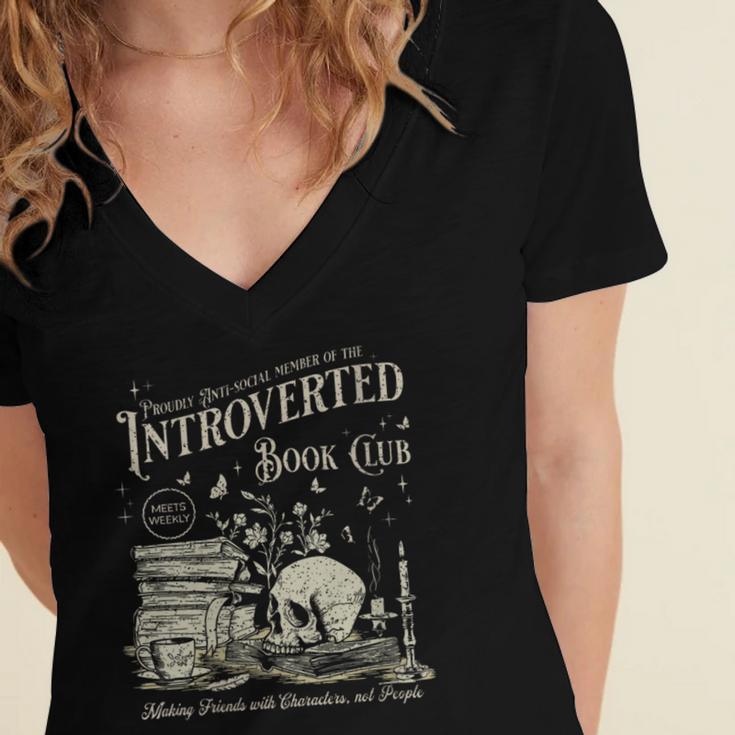 Retro Proud Anti Social Member Of Introverted Book Club Women's Jersey Short Sleeve Deep V-Neck Tshirt Retro Proud Anti Social Member Of Introverted Book Club Women's Jersey Short Sleeve Deep V-Neck Tshirt