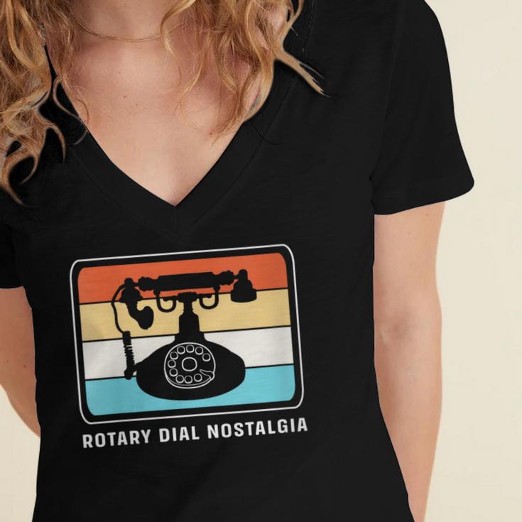 Retro Rotary Dial Nostalgia Dial Phone Women's Jersey Short Sleeve Deep V-Neck Tshirt Retro Rotary Dial Nostalgia Dial Phone Women's Jersey Short Sleeve Deep V-Neck Tshirt