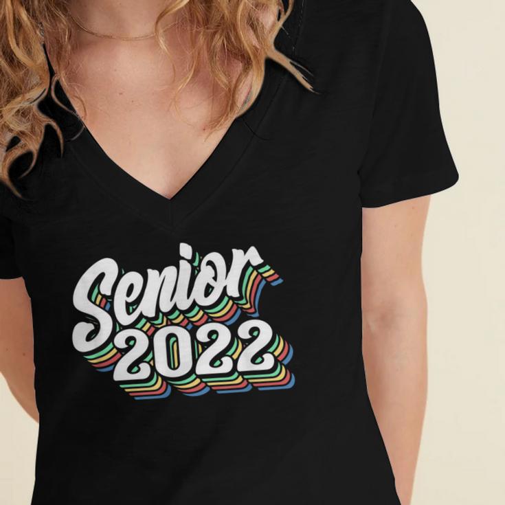Retro Senior Class Of 2022 Men Women Graduation 90's Grad Women's Jersey Short Sleeve Deep V-Neck Tshirt