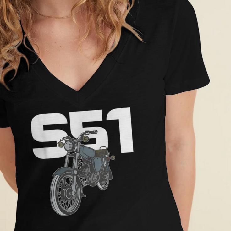 Retro Simme Moped Nostalgia Eastern Block Schwalbe Driver DDR Women's Jersey Short Sleeve Deep V-Neck Tshirt
