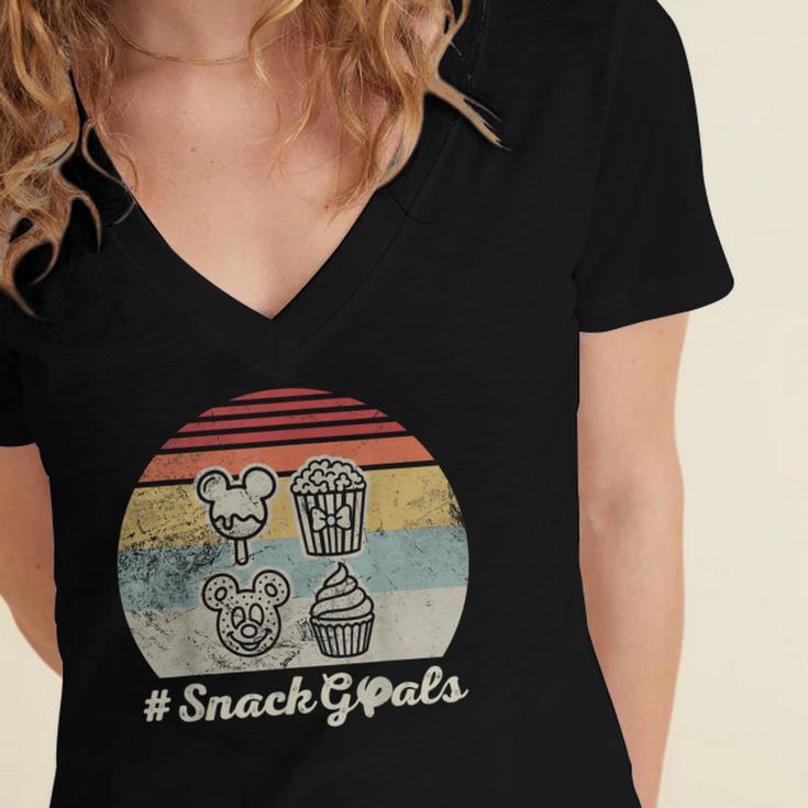 Retro Snack Goals Icon Nostalgia Women's Jersey Short Sleeve Deep V-Neck Tshirt
