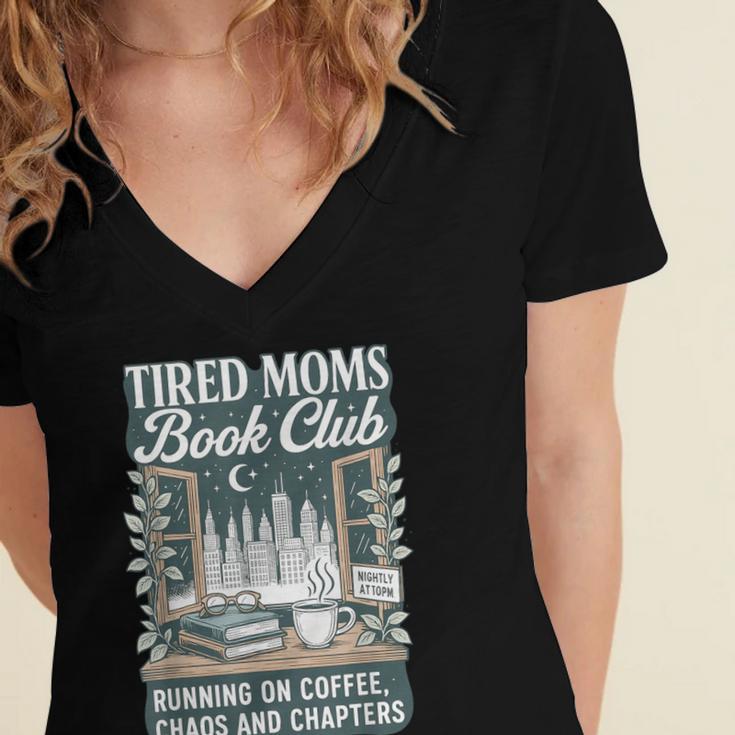 Retro Tired Moms Book Club Bookish Booktrovert Mother's Day Women's Jersey Short Sleeve Deep V-Neck Tshirt Retro Tired Moms Book Club Bookish Booktrovert Mother's Day Women's Jersey Short Sleeve Deep V-Neck Tshirt
