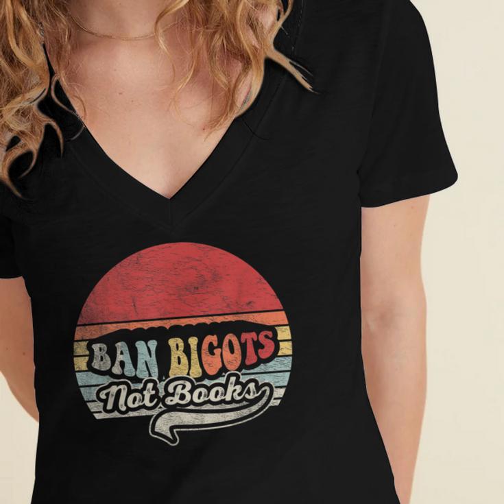 Retro Vintage Ban Bigots Not Books Shirt Free Banned Books Women's Jersey Short Sleeve Deep V-Neck Tshirt Retro Vintage Ban Bigots Not Books Shirt Free Banned Books Women's Jersey Short Sleeve Deep V-Neck Tshirt