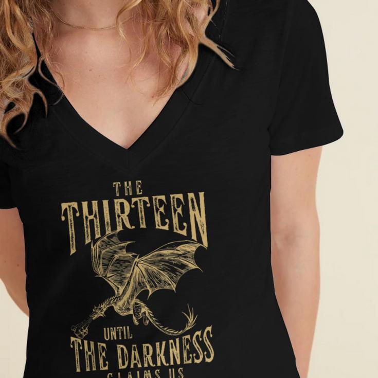 Retro Vintage The Thirteen Until The Darkness Claims Us Book Women's Jersey Short Sleeve Deep V-Neck Tshirt