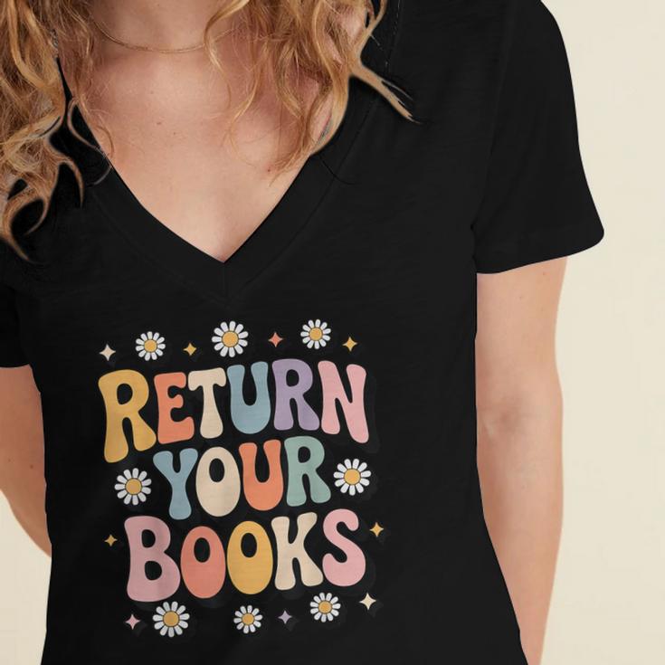 Return Your Books School Librarian Women's Jersey Short Sleeve Deep V-Neck Tshirt Return Your Books School Librarian Women's Jersey Short Sleeve Deep V-Neck Tshirt