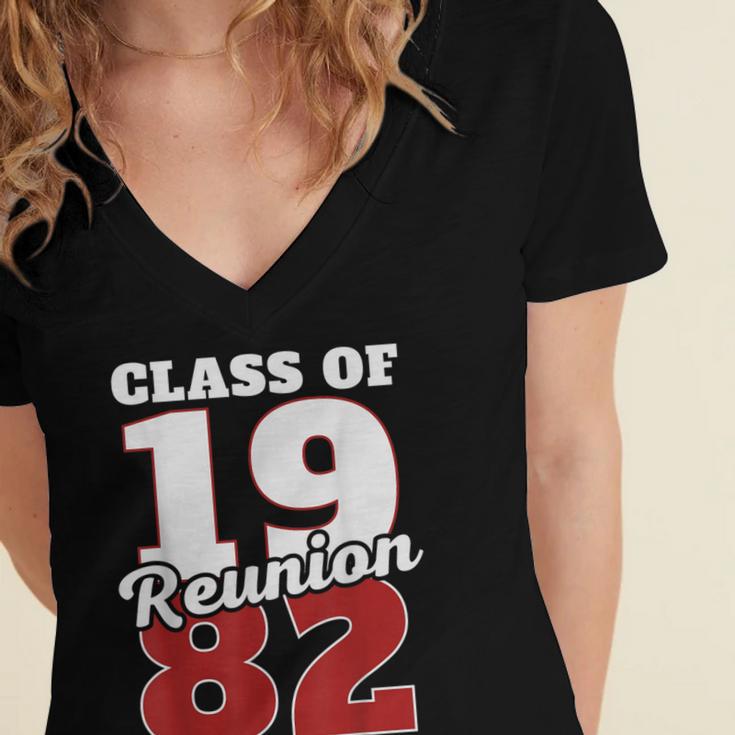 Reunion 1982 Class Of 1982 Reunion 82 Graduation 1982 Women's Jersey Short Sleeve Deep V-Neck Tshirt