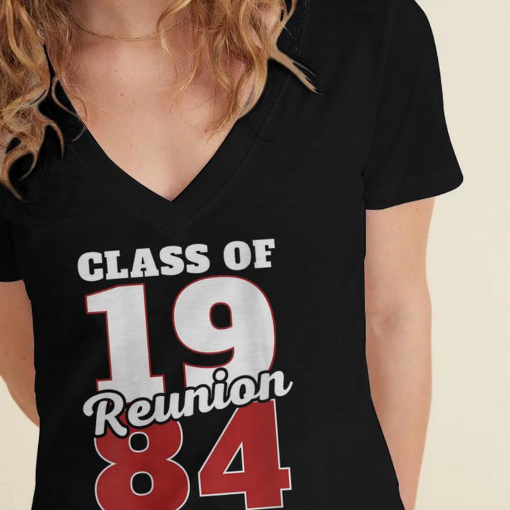 Reunion 1984 Class Of 1984 Reunion 84 Graduation 1984 Women's Jersey Short Sleeve Deep V-Neck Tshirt