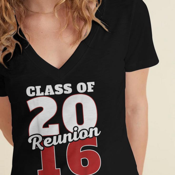 Reunion 2016 Class Of 2016 Reunion 16 Graduation 2016 Women's Jersey Short Sleeve Deep V-Neck Tshirt