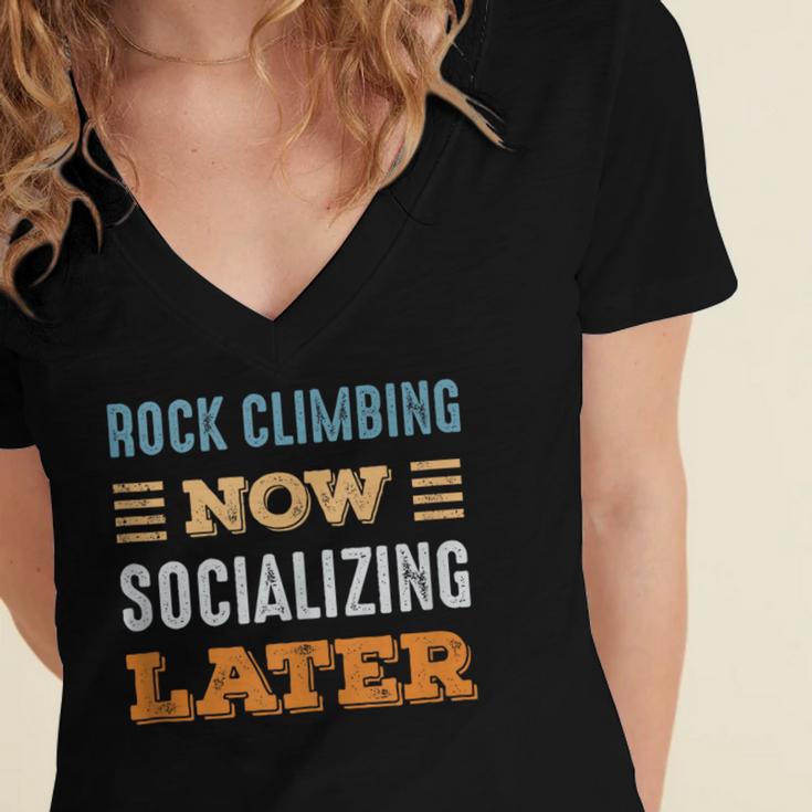Rock Climbing Now Minimal Socializing Introvert Vintage Women's Jersey Short Sleeve Deep V-Neck Tshirt Rock Climbing Now Minimal Socializing Introvert Vintage Women's Jersey Short Sleeve Deep V-Neck Tshirt