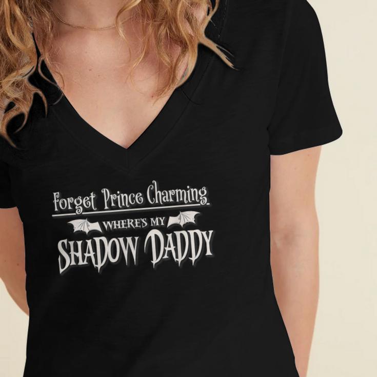 Romantasy Fantasy Romance Book Prince Charming Shadow Daddy Women's Jersey Short Sleeve Deep V-Neck Tshirt