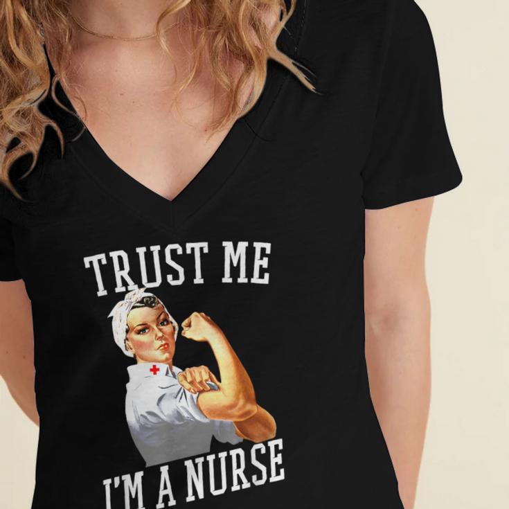 Rosie Riveter Nurse Shirt Nurse Graduation Shirt Women's Jersey Short Sleeve Deep V-Neck Tshirt