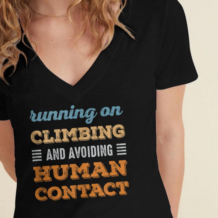 Running On Climbing Social Introvert Humor Vintage Women's Jersey Short Sleeve Deep V-Neck Tshirt Running On Climbing Social Introvert Humor Vintage Women's Jersey Short Sleeve Deep V-Neck Tshirt