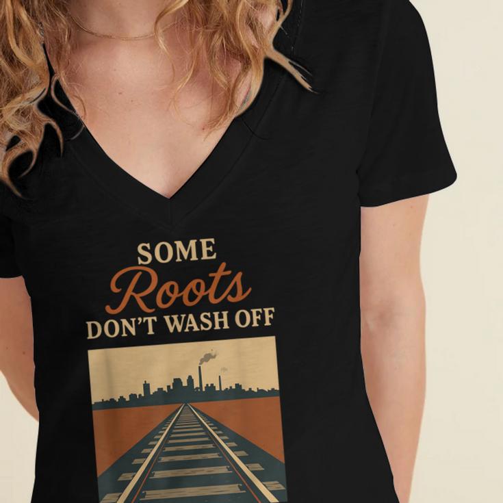 Rust Belt Midwest Nostalgia Steel Town Working Class Pride Women's Jersey Short Sleeve Deep V-Neck Tshirt Rust Belt Midwest Nostalgia Steel Town Working Class Pride Women's Jersey Short Sleeve Deep V-Neck Tshirt