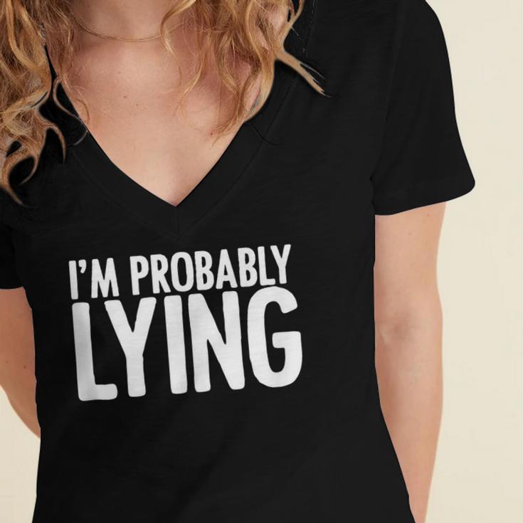 Sarcasm Humor Sassy Quote For Introvert People Women's Jersey Short Sleeve Deep V-Neck Tshirt