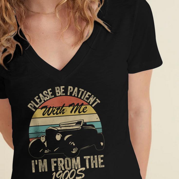 Sarcasm Retro Please Be Patient With Me I'm From The 1900s Women's Jersey Short Sleeve Deep V-Neck Tshirt Sarcasm Retro Please Be Patient With Me I'm From The 1900s Women's Jersey Short Sleeve Deep V-Neck Tshirt