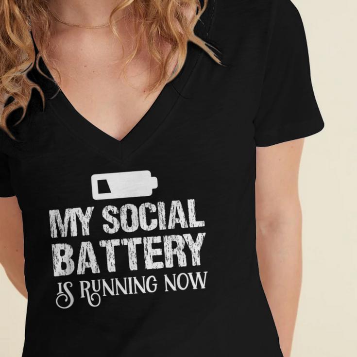 Sarcastic Anti Low Social Battery Social Introvert Women's Jersey Short Sleeve Deep V-Neck Tshirt