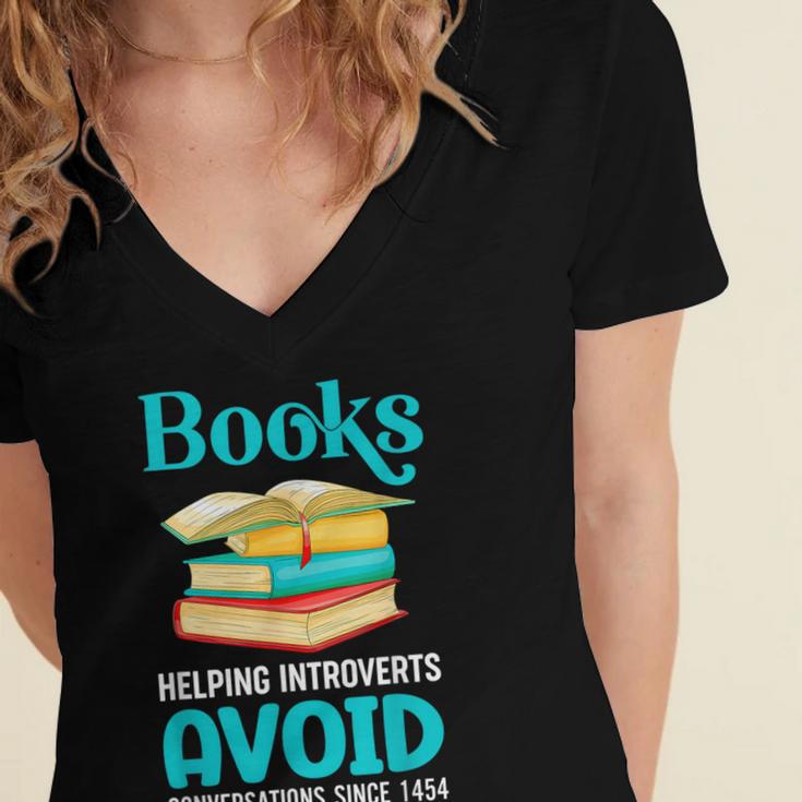 Sarcastic Books Anti Social Introvert Book Conversation Women's Jersey Short Sleeve Deep V-Neck Tshirt Sarcastic Books Anti Social Introvert Book Conversation Women's Jersey Short Sleeve Deep V-Neck Tshirt