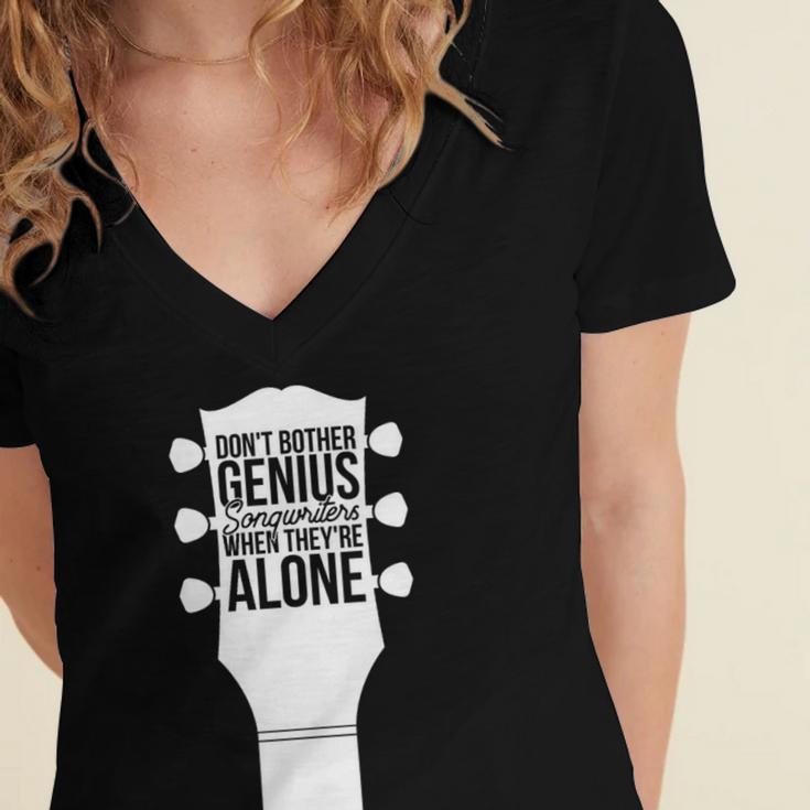 Sarcastic Jokes Genius Songwriters Are Introvert Guitarist Women's Jersey Short Sleeve Deep V-Neck Tshirt
