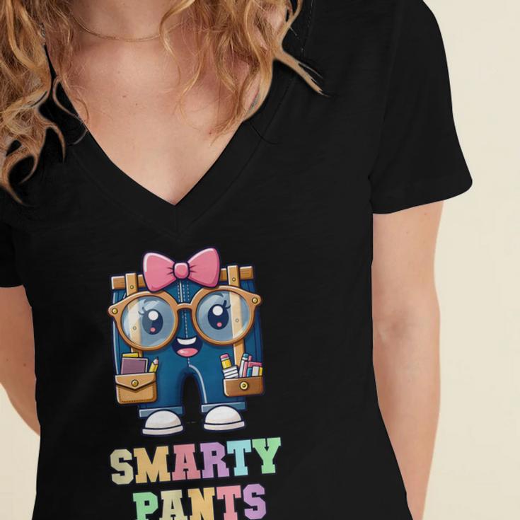 Sarcastic Little MISS SMARTY PANTS Graduation Alumni Game On Women's Jersey Short Sleeve Deep V-Neck Tshirt
