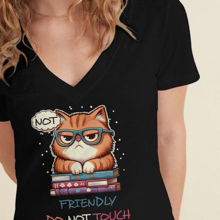 Sarcastic Loner Introvert Not a Friendly Do Not Touchs Women's Jersey Short Sleeve Deep V-Neck Tshirt Sarcastic Loner Introvert Not a Friendly Do Not Touchs Women's Jersey Short Sleeve Deep V-Neck Tshirt