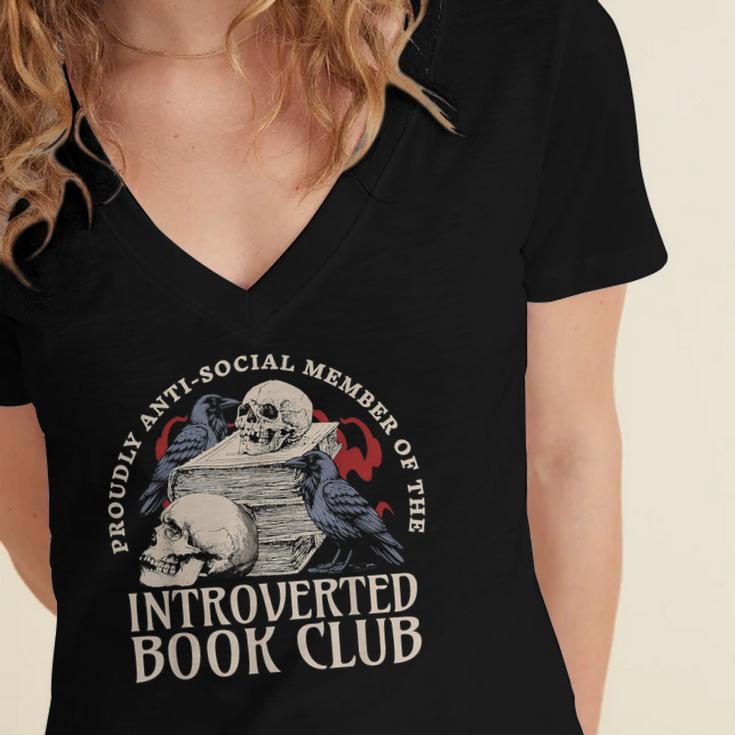Sarcastic Proud Anti Social Member Of Introverted Book Club Women's Jersey Short Sleeve Deep V-Neck Tshirt Sarcastic Proud Anti Social Member Of Introverted Book Club Women's Jersey Short Sleeve Deep V-Neck Tshirt