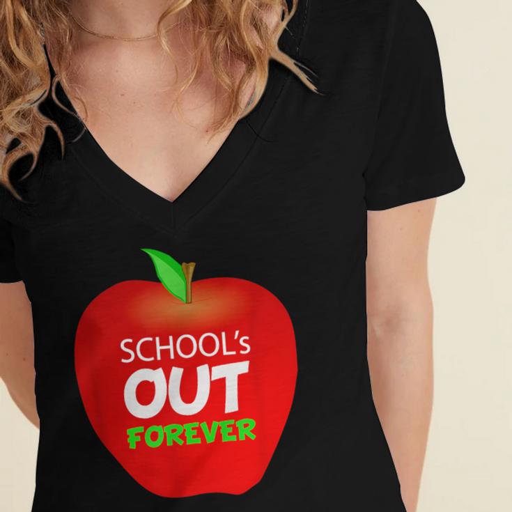 School Is Out Forever Graduation Humor Women's Jersey Short Sleeve Deep V-Neck Tshirt