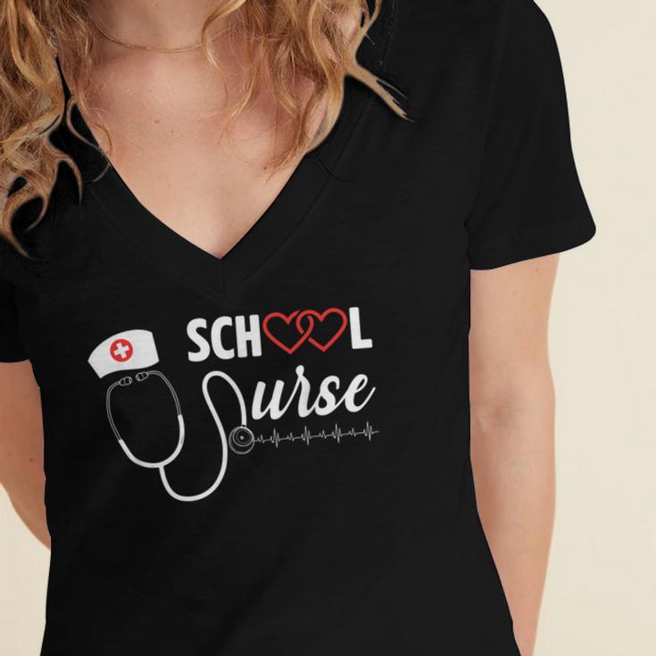 School Nurse Nursing Graduate School Graduation Women's Jersey Short Sleeve Deep V-Neck Tshirt