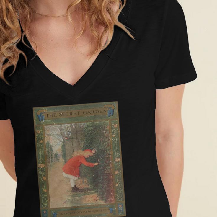 The Secret Garden Book Cover Women's Jersey Short Sleeve Deep V-Neck Tshirt The Secret Garden Book Cover Women's Jersey Short Sleeve Deep V-Neck Tshirt