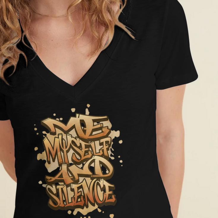 Self Care Introvert Relaxation Me Myself And Silence Retro Women's Jersey Short Sleeve Deep V-Neck Tshirt Self Care Introvert Relaxation Me Myself And Silence Retro Women's Jersey Short Sleeve Deep V-Neck Tshirt