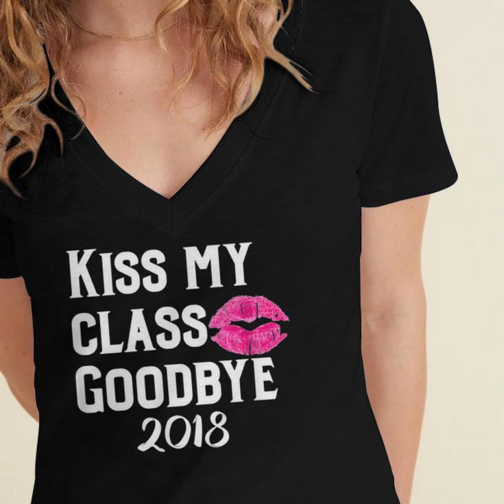 Sen18r Shirt Senior 2018 Graduation Kiss Lips Women's Jersey Short Sleeve Deep V-Neck Tshirt