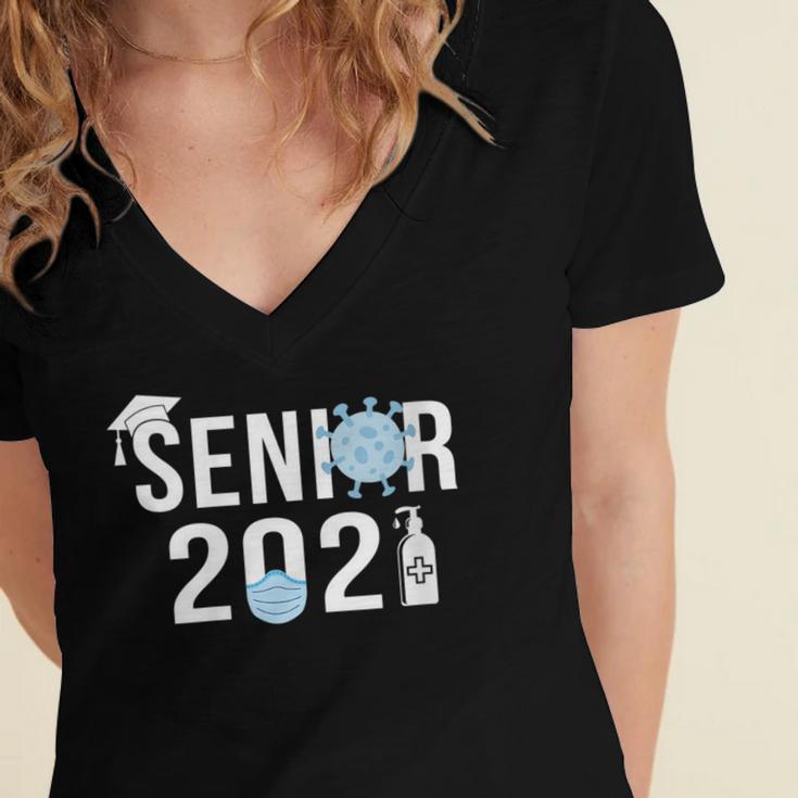 Senior 2021 Grad Shirt 2021 Graduation Women's Jersey Short Sleeve Deep V-Neck Tshirt