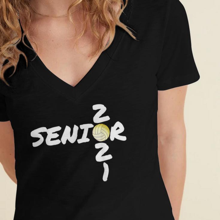 Senior 2021 Volleyball Graduation Shirt Women's Jersey Short Sleeve Deep V-Neck Tshirt