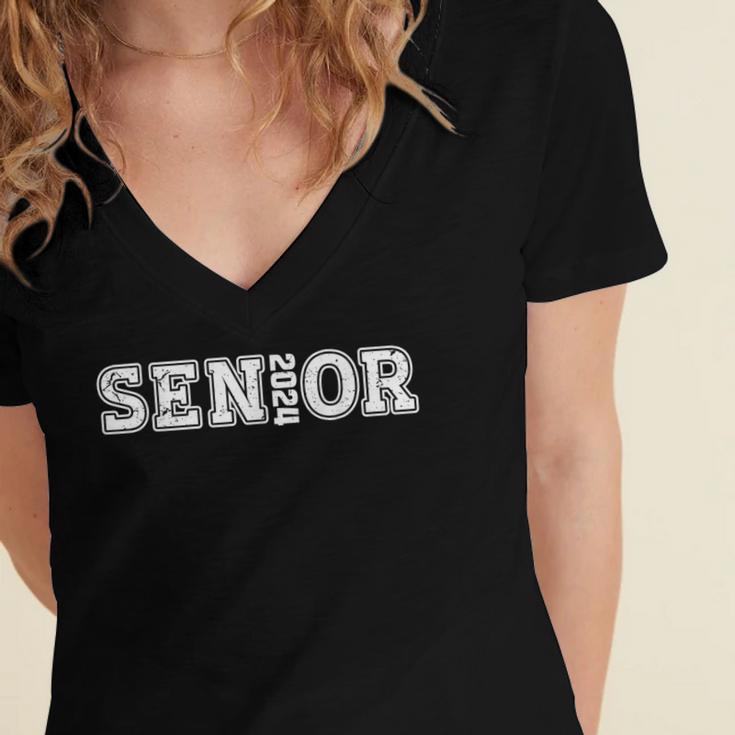 Senior 2024 Class Of 2024 Graduation First Day Of School Women's Jersey Short Sleeve Deep V-Neck Tshirt