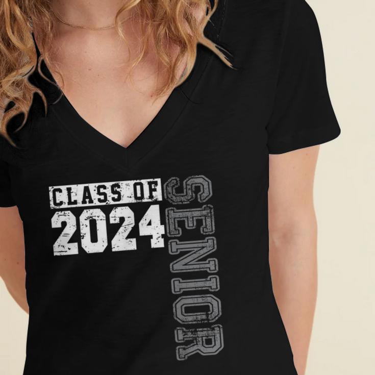 Senior 2024 Class Of 2024 Seniors Graduation 2024 Senior 24 Women's Jersey Short Sleeve Deep V-Neck Tshirt