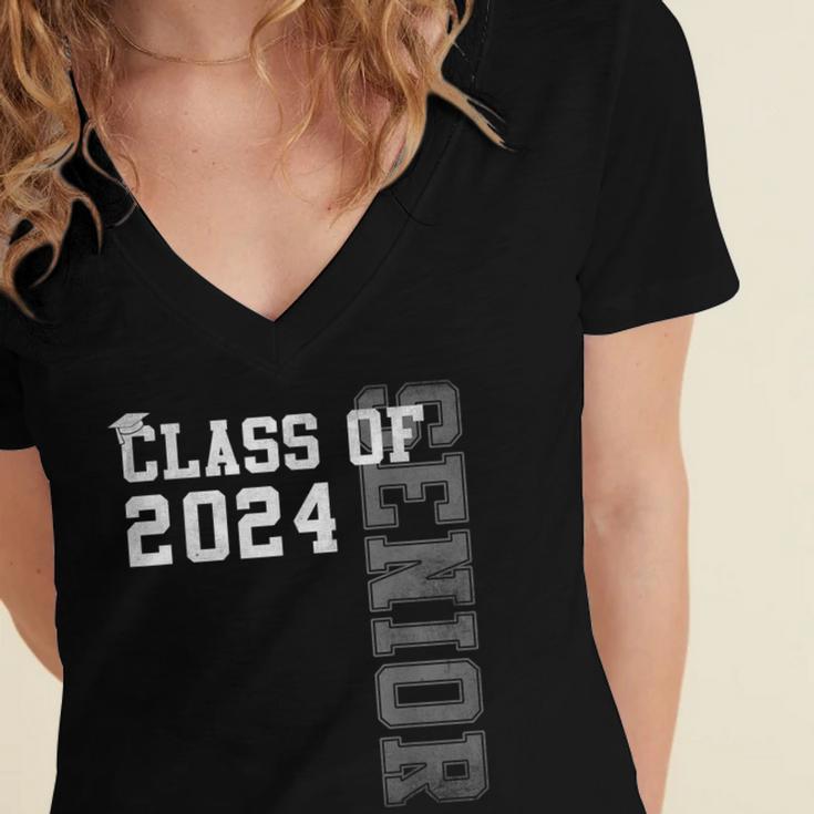 Senior 2024 Class Of 2024 Seniors Graduation 2024 Graduate Women's Jersey Short Sleeve Deep V-Neck Tshirt